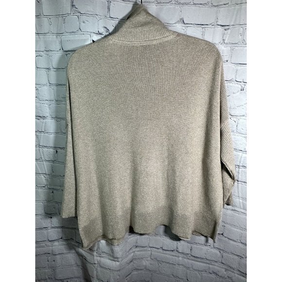 TOMMY BAHAMA LADIES 1/2 ZIP FRONT BEIGE SWEATER W/SILVER THREADING (XS)  OVERSIZ - Picture 5 of 5